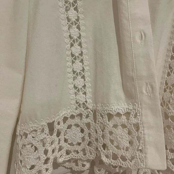 Zara women light cotton jacket with lace in white size M - Picture 3 of 4